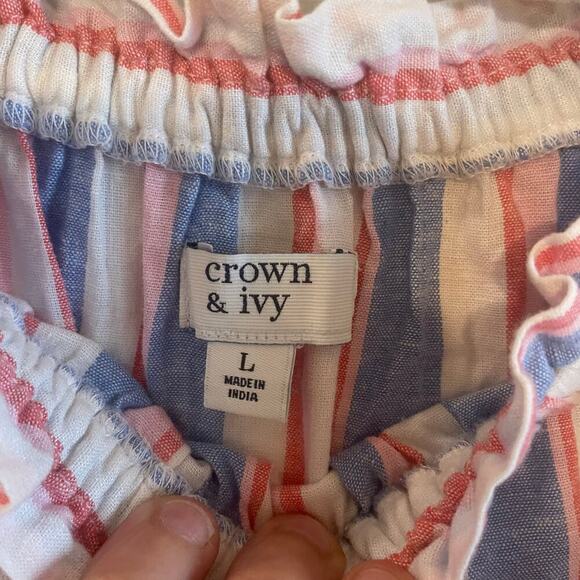 Crown & Ivy striped off-shoulder top size large - Picture 3 of 10